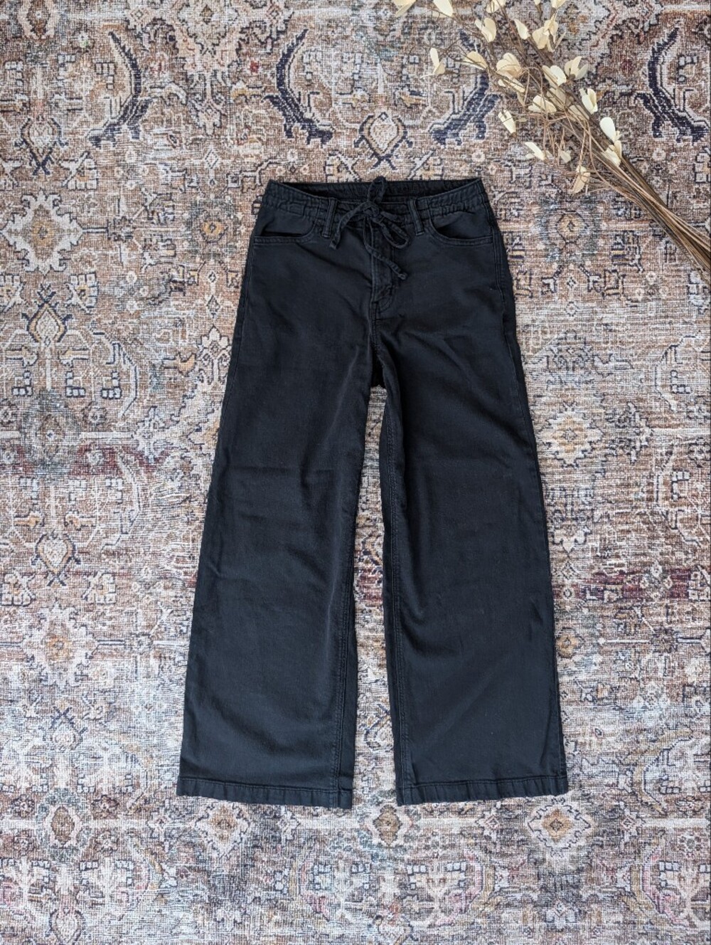 American Eagle wide leg black jeans 000